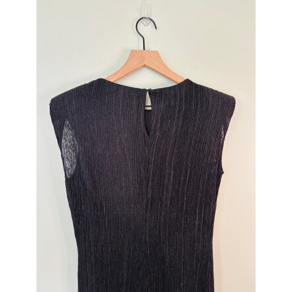 ASTR The Label Black Plisse Maxi Dress xs Sleeveless Padded Shoulder Cocktail - Picture 7 of 11
